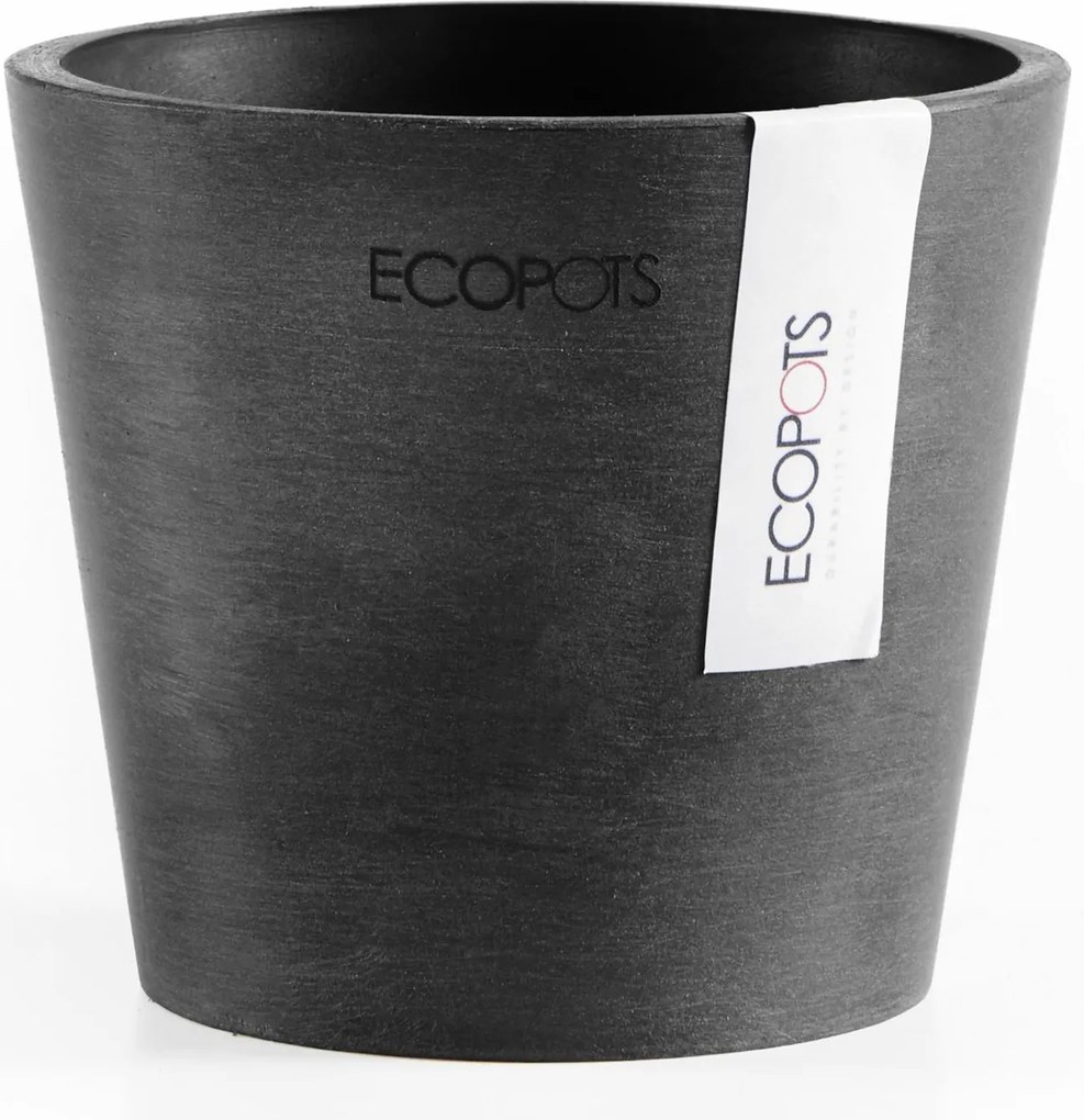 Ecopots Amsterdam 10,5 - Dark Grey - Diameter 10,5 x H9,2 cm - Ronde donkergrijze bloempot