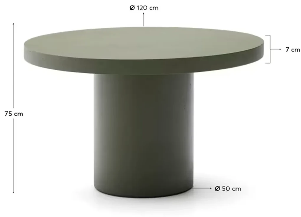 Kave Home Aiguablava Cement Eettafel Rond Groen 120 Cm - 120 X 120cm.