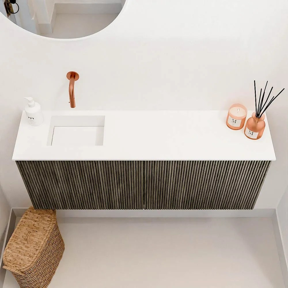 Mondiaz Joya 100cm toiletmeubel shadow met wastafel faye links zonder kraangat talc