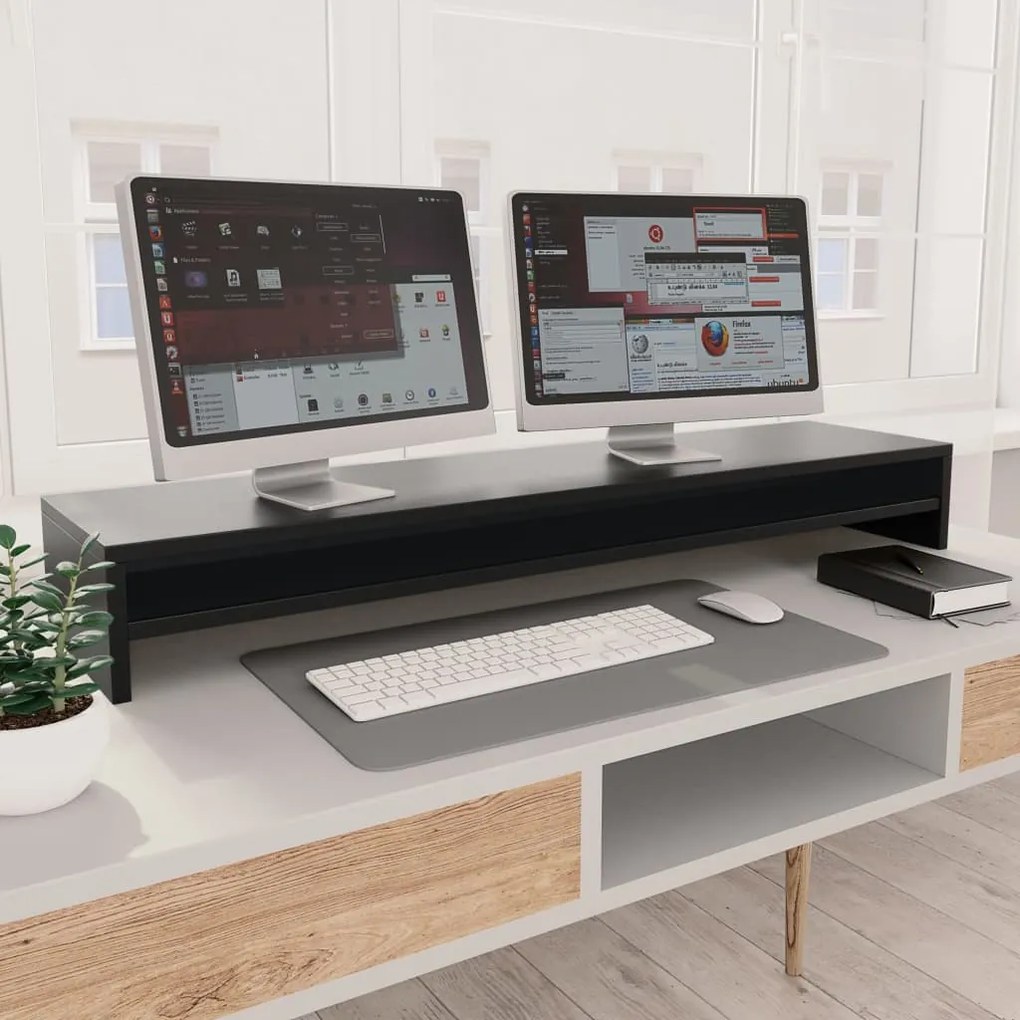 vidaXL Monitorstandaard 100x24x13 cm bewerkt hout zwart