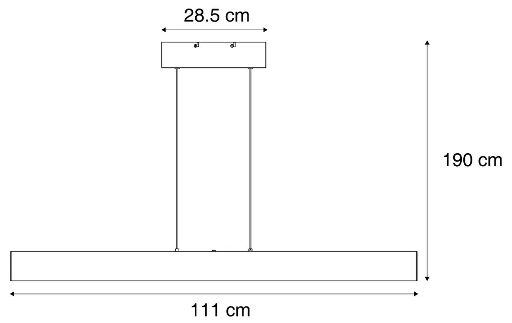 Eettafel / Eetkamer Moderne hanglamp zwart incl. LED 3-staps dimbaar - Straight Modern Binnenverlichting Lamp