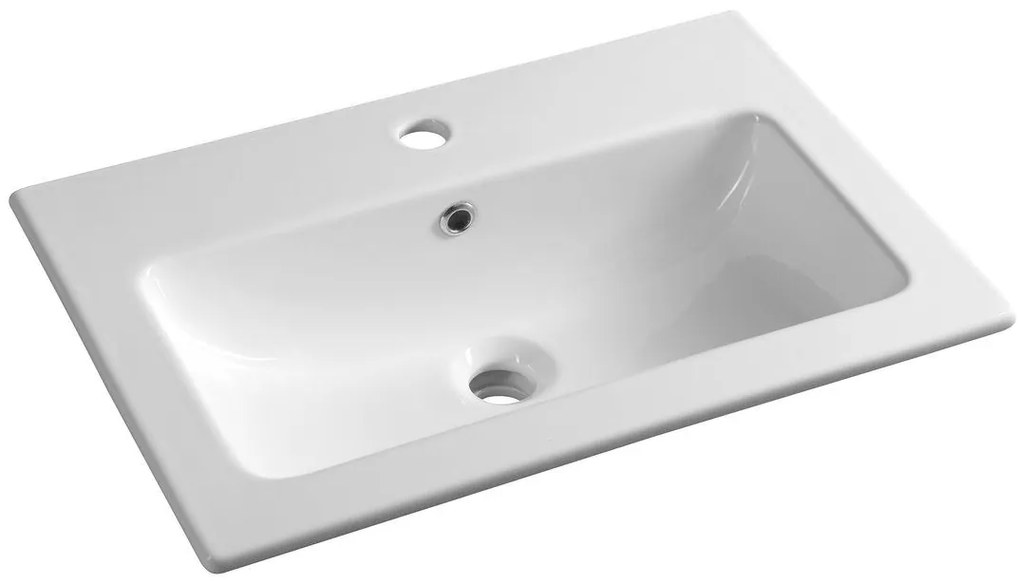 Sapho Cirasa Compact badmeubel 60cm donkerbruin eiken met witte wastafel