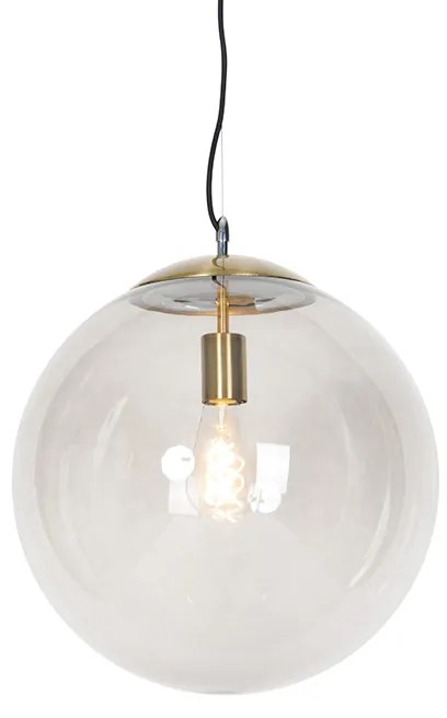 Moderne hanglamp messing met smoke glas 40 cm - Ball