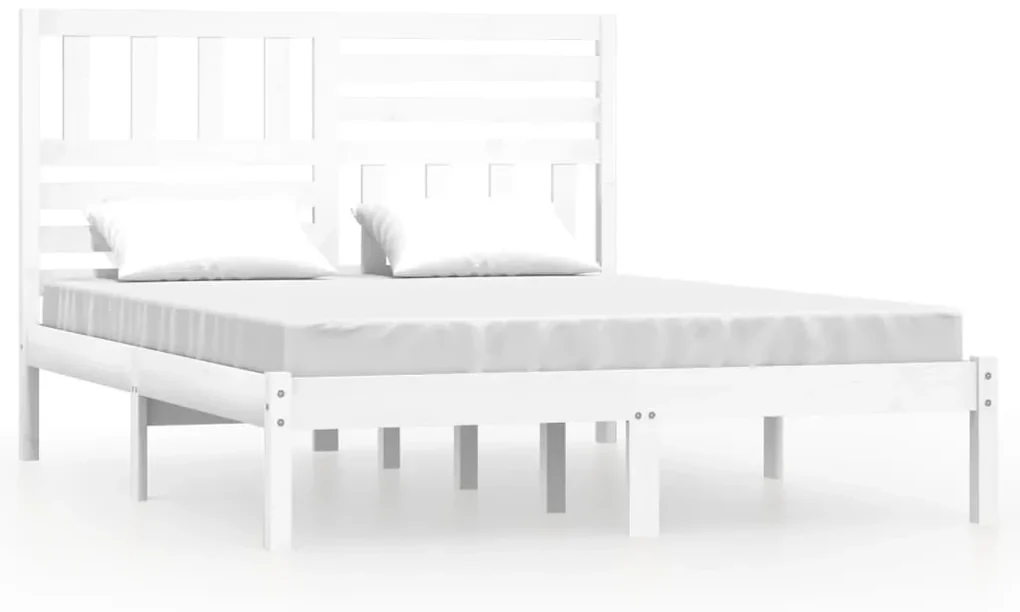 vidaXL Bedframe massief grenenhout wit 160x200 cm