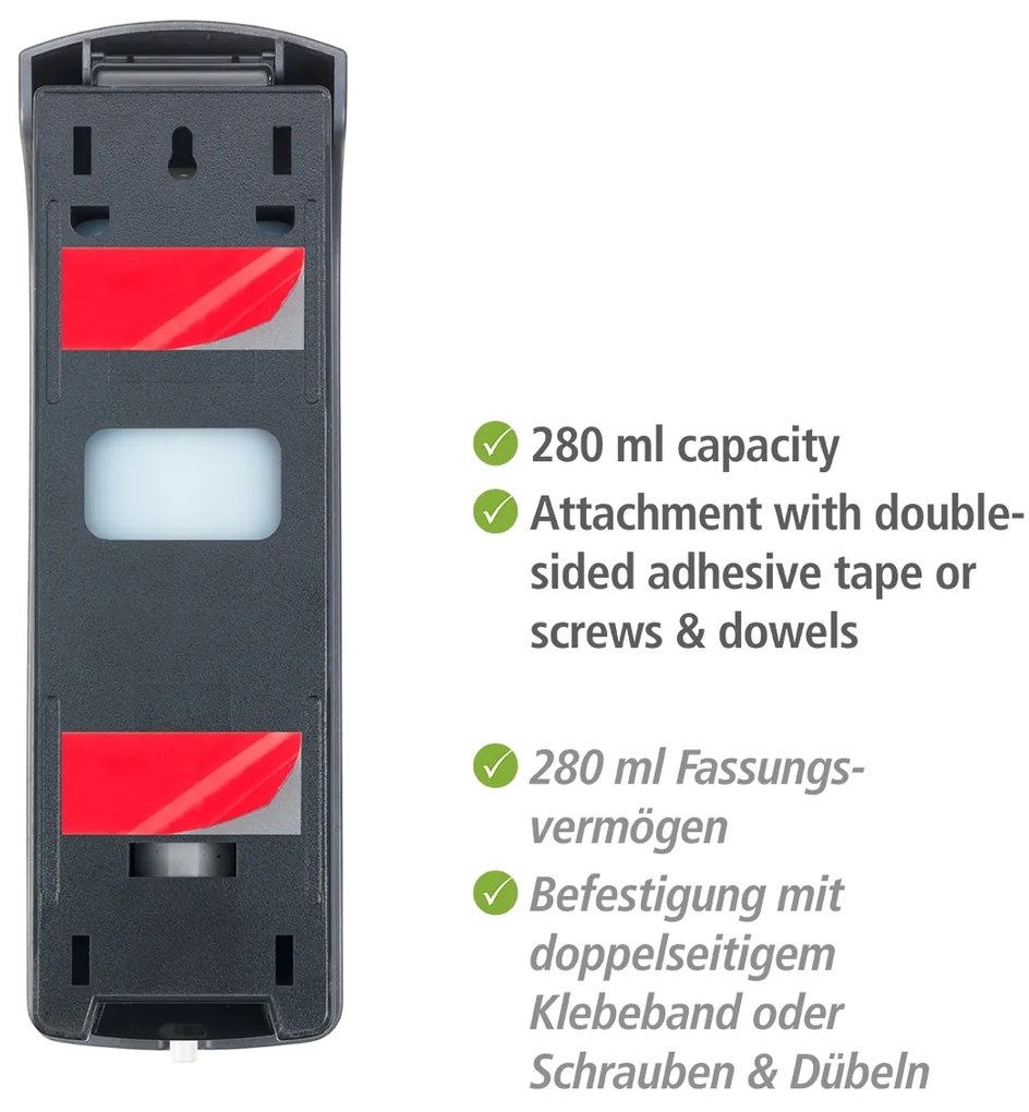 Wenko Ranera desinfectie & zeep wanddispenser 280 ml kunststof mat zwart