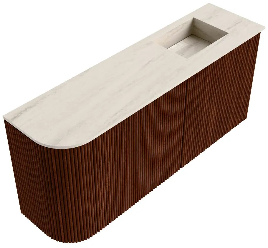Mondiaz Joya DLux 90cm toiletmeubel ronding links ruby met wastafel faye rechts 1 kraangat meli