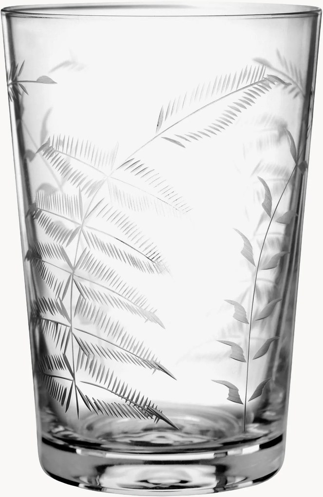 Mondgeblazen kristallen tumblers Fern, 6-delig