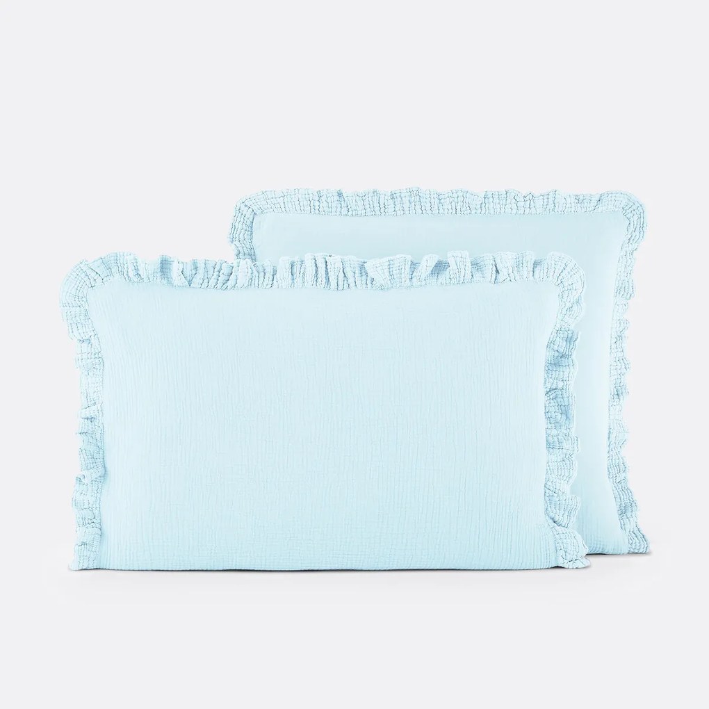 Effen kussensloop in tetra, met volant, Kumla