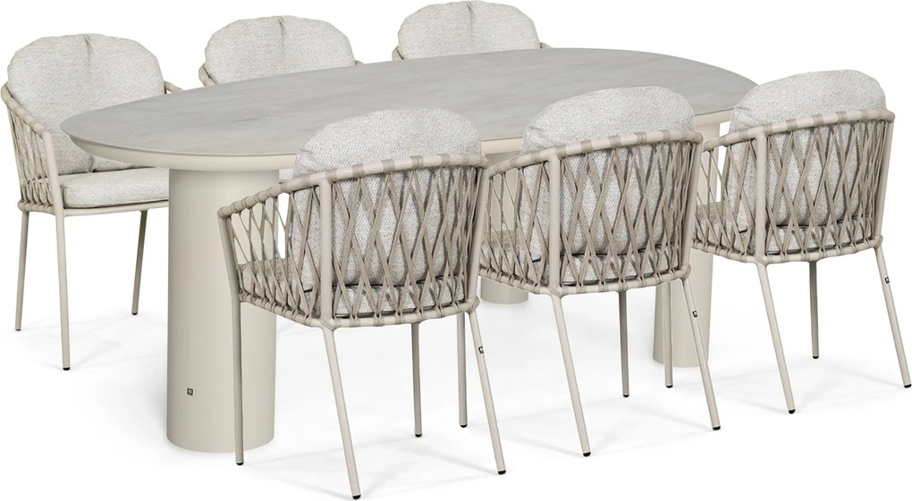 Tuinset 6 personen 240 cm Rope Zand/Beige Lifestyle Garden Furniture Morano/Guave