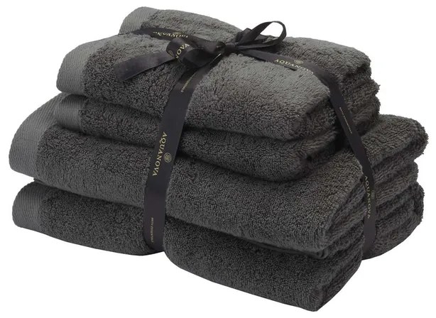 Aquanova Rio - Handdoek bundel - GOTS KATOEN - 2x 50x100 + 2x 67x130 cm - Dark Grey (donker grijs) RIOBUS-98