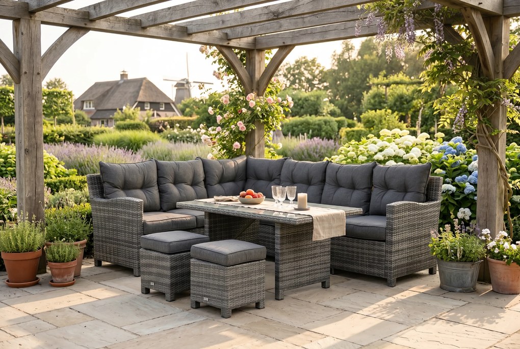 Dining Loungeset 8 personen Wicker Grijs  Domani Furniture Beluga