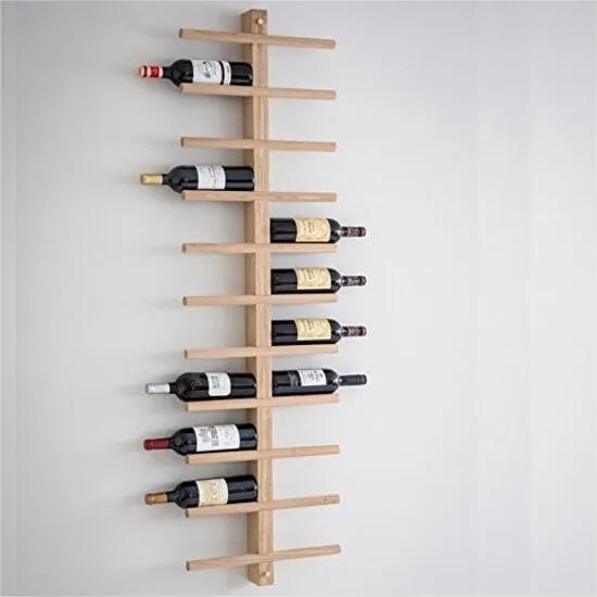 Wijnrek Hout - Deluxe 22 flessen - Groot wandmontage wijnrek - Eiken Hout - Houten