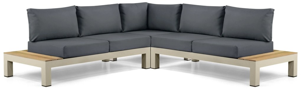 Loungeset 5 personen Aluminium/Teak Taupe Lifestyle Garden Furniture Vittoria
