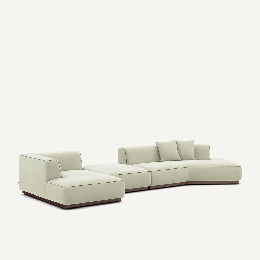 Open bank met hoek links met voetensteun in stonewashed fluweel, JACOPO