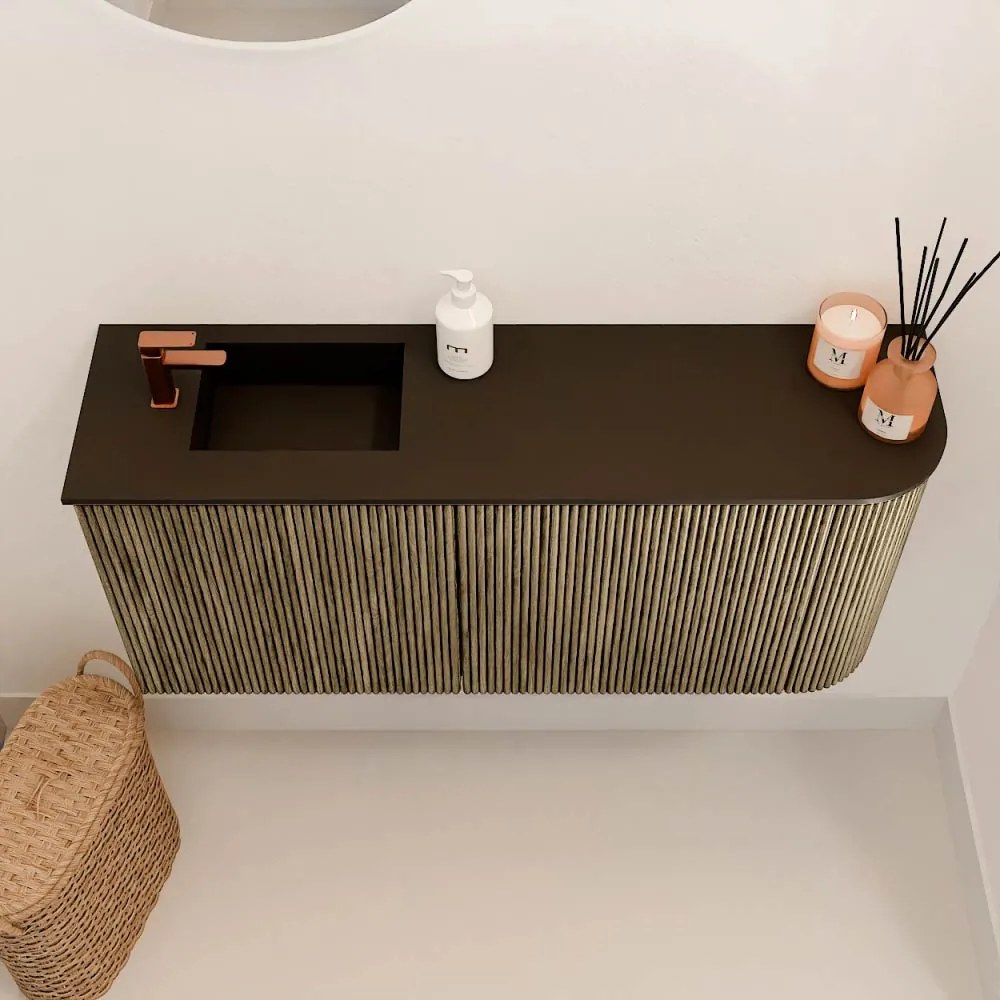 Mondiaz Joya 90cm toiletmeubel ronding rechts dusk met wastafel faye links 1 kraangat urban