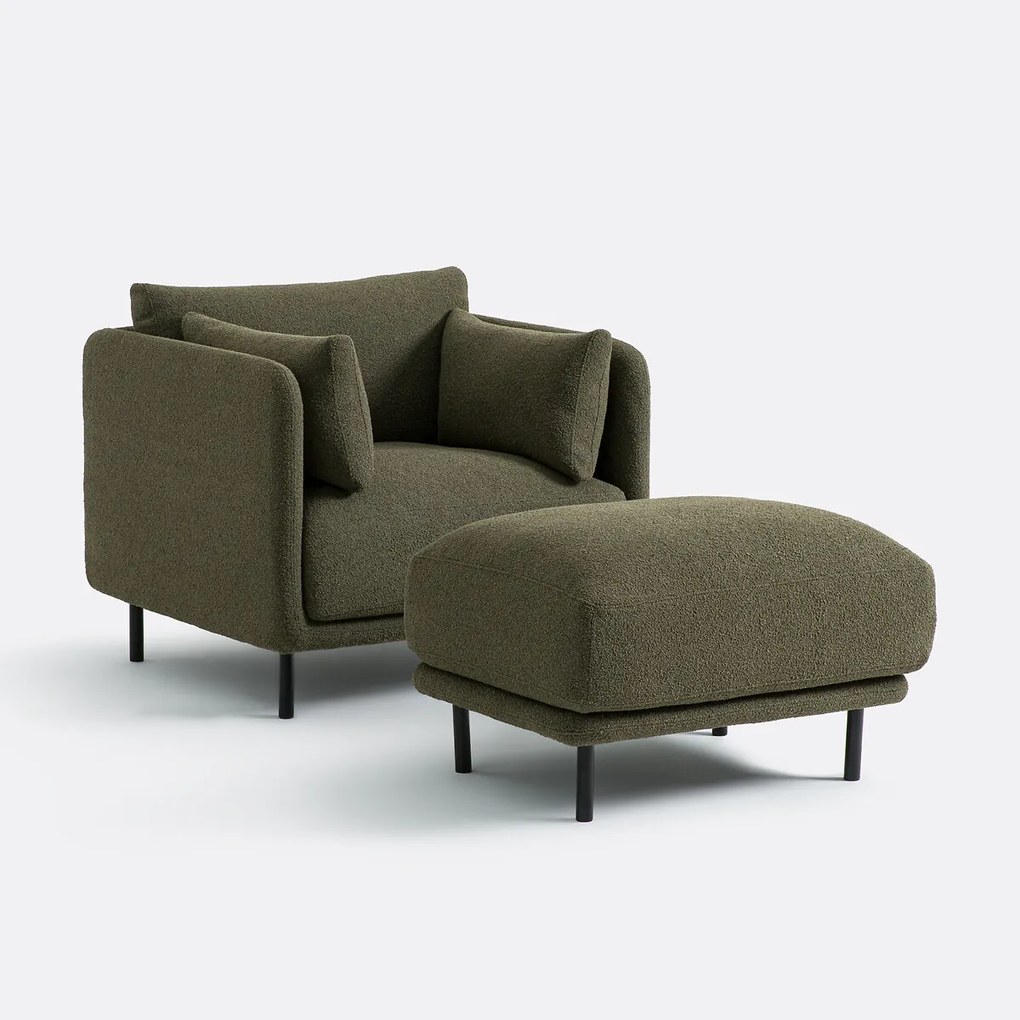 Fauteuil, fijne bouclé stof, VICTOR