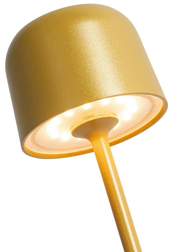 Buitenlamp met dimmer LED Set van 9 tafellamp met dimmeren mushroom goud incl. laadstation - Raika Modern IP65 Buitenverlichting Lamp