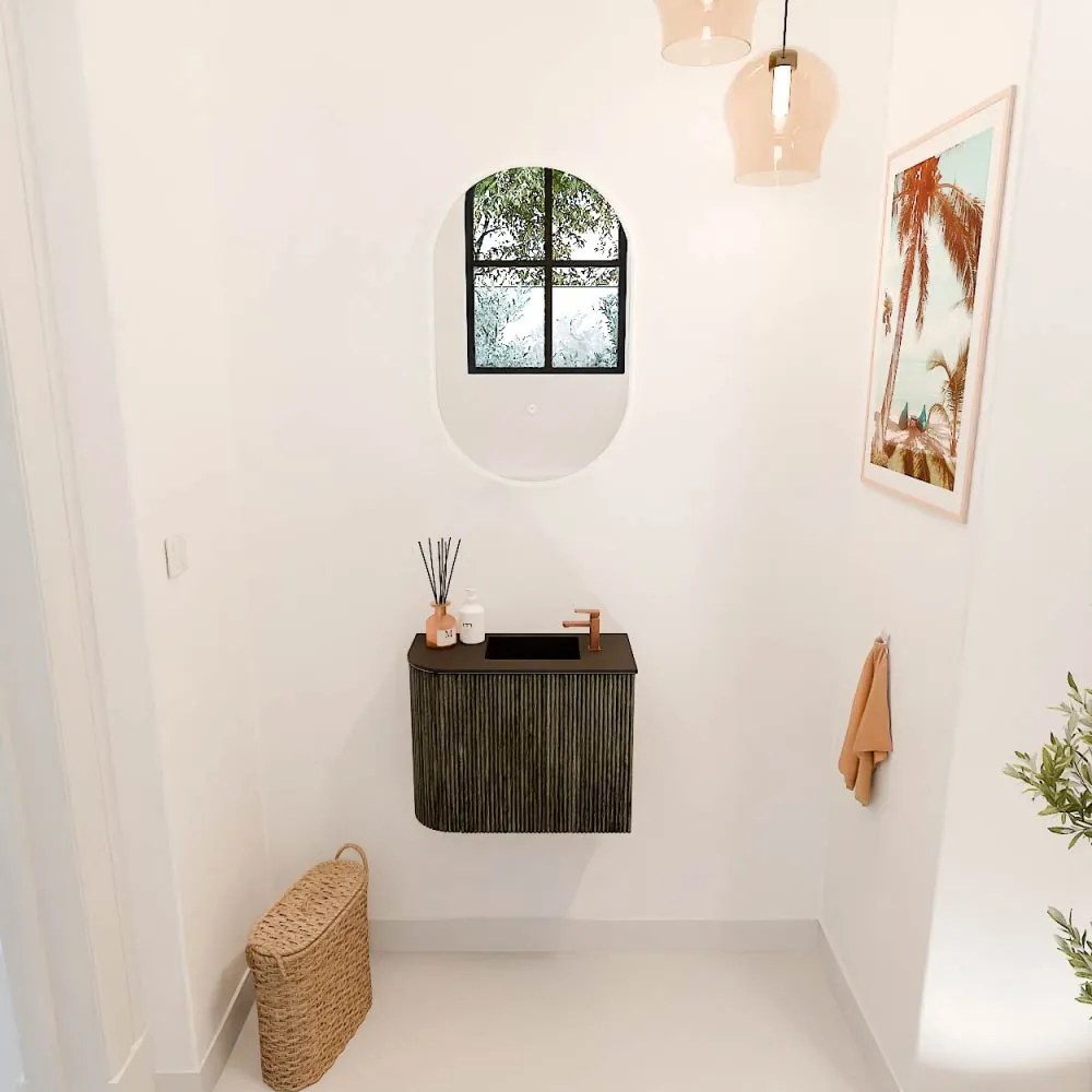 Mondiaz Joya 50cm toiletmeubel ronding links shadow met wastafel faye rechts 1 kraangat urban