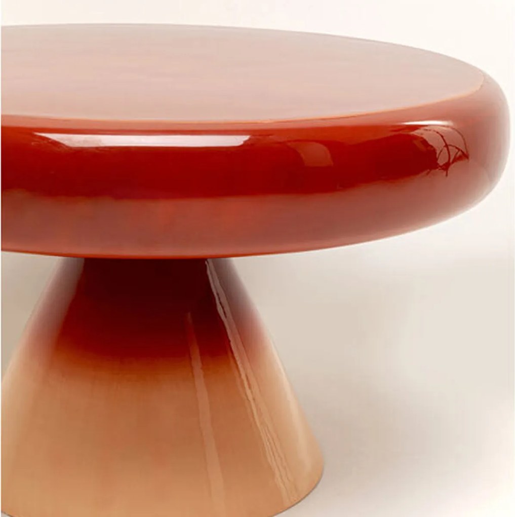 Kare Design Rici 60 Retro Bijzettafel Emaille Rood Beige - 60 X 60cm.