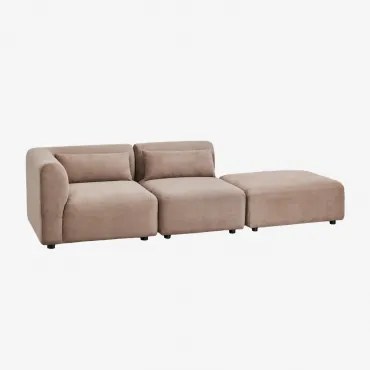 Modulaire Hoekbank Van 2 Delen Met Poef Fogler Corduroy Kameelbruin - Sklum