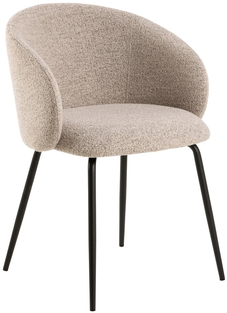 CLARA Beige Latte (stof Monza 60)/zwarte poten - MODERNE GESTOFFEERDE KUIPSTOEL VOOR WOONKAMER/EETKAMER/KANTOOR LOFT