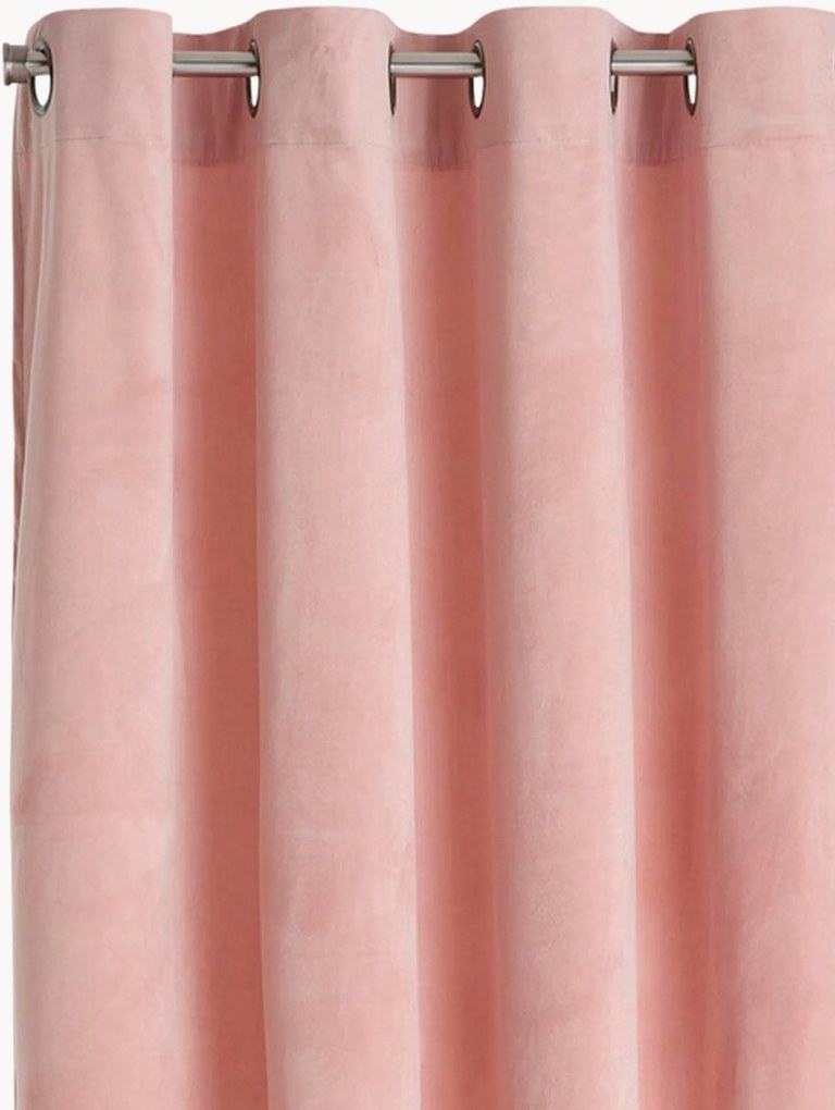 Fluwelen dim-out gordijnen Nora met ringen, 2-delig, B 140 cm
