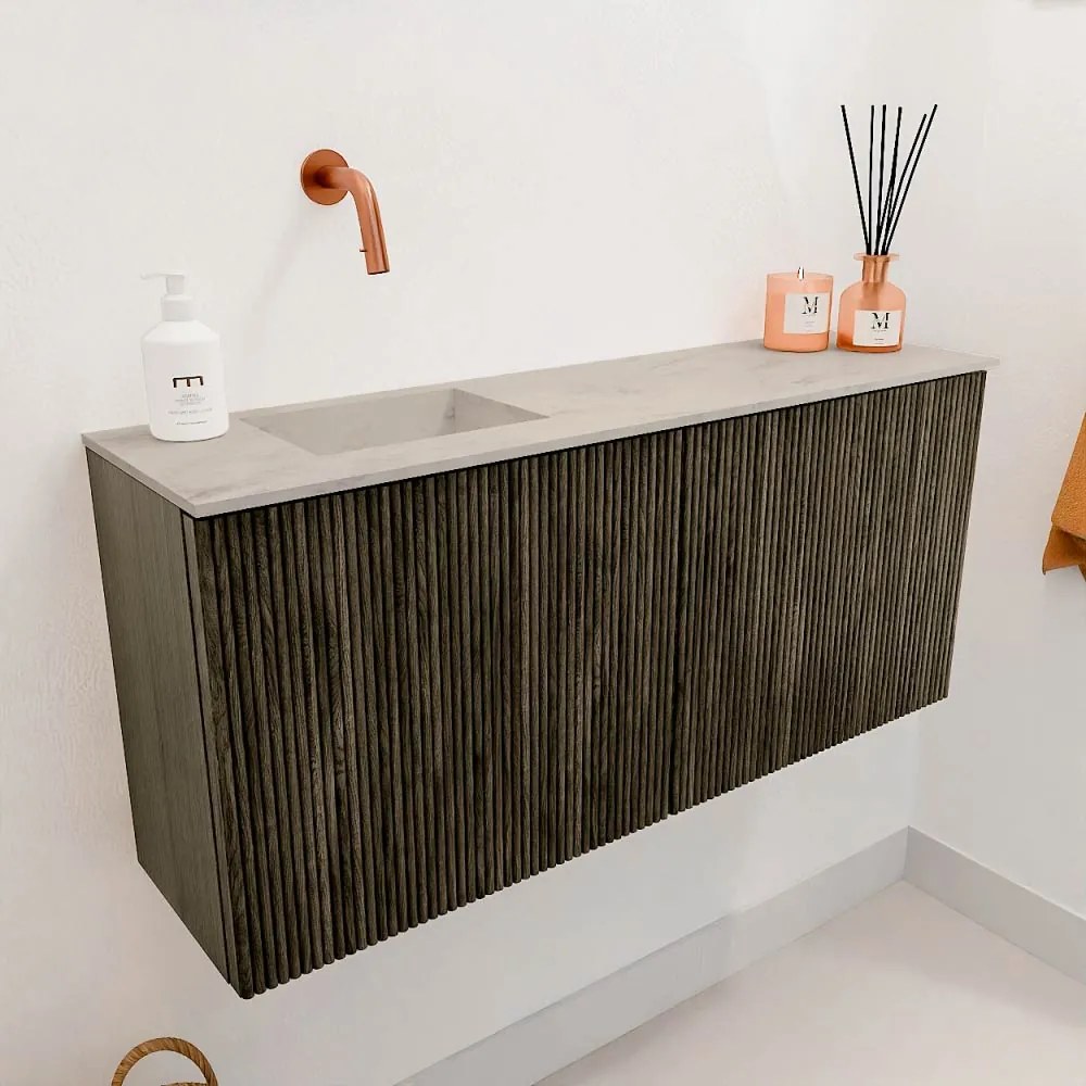 Mondiaz Joya DLux 90cm toiletmeubel shadow met wastafel faye links zonder kraangat opalo