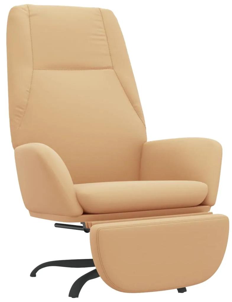 vidaXL Relaxstoel met voetensteun microvezelstof crèmekleurig
