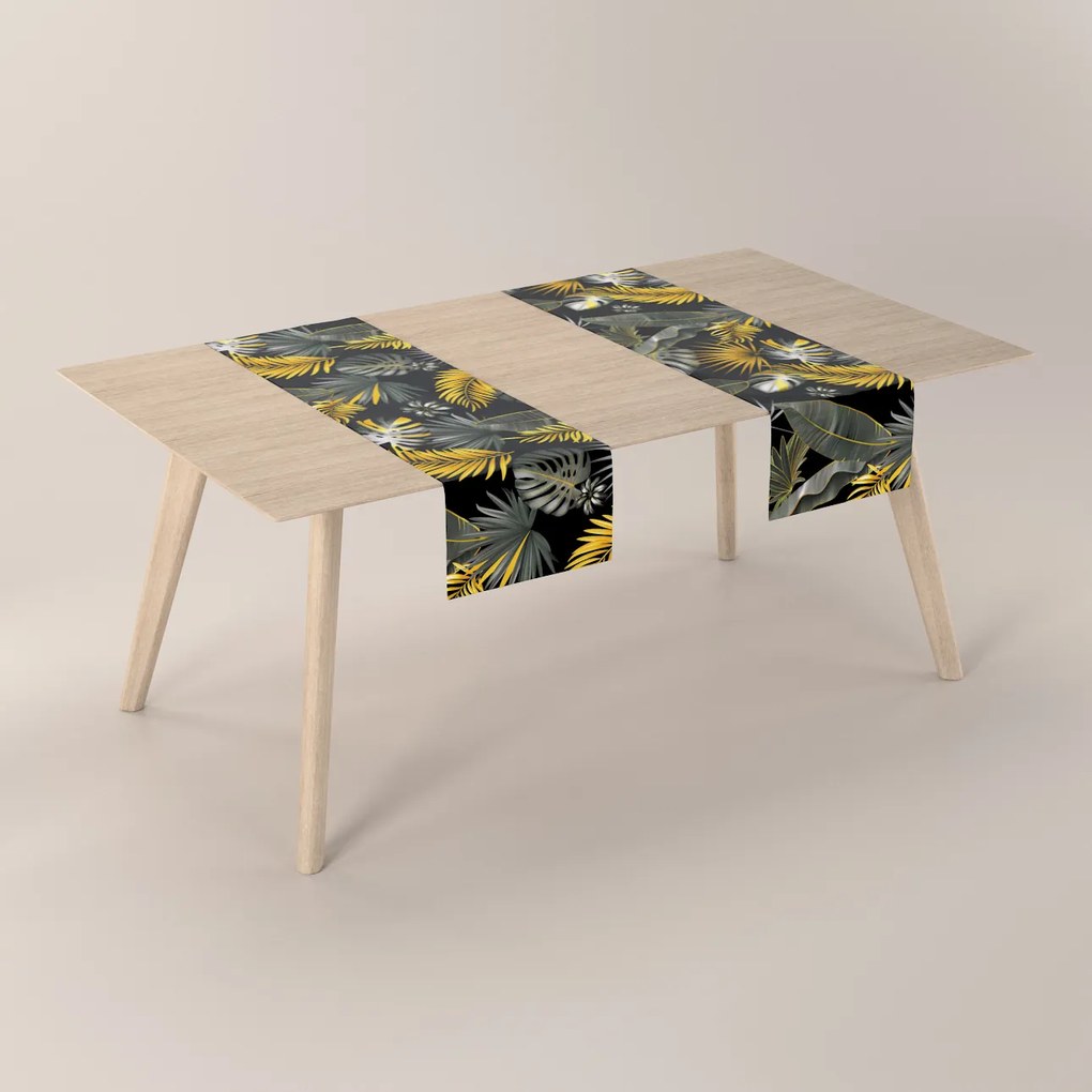 Dekoria Rechthoekige tafelloper, zwart-groente, 40 x 130 cm