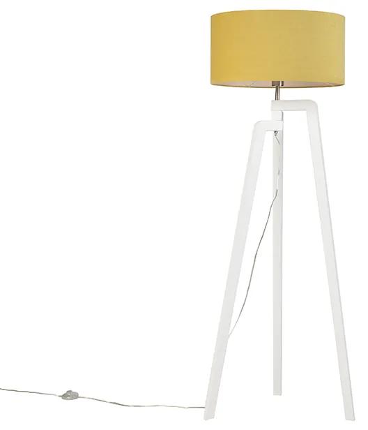 Moderne vloerlamp wit met mais kap 50 cm - Puros Landelijk / Rustiek, Modern E27 cilinder / rond rond Binnenverlichting Lamp
