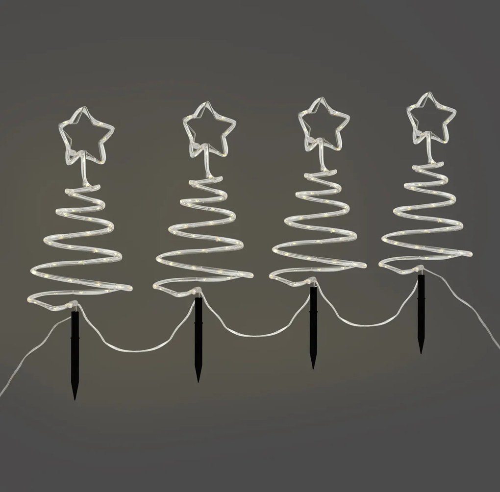Set van 4 kerst prikspots wit kerstboom incl. LED IP44 - Puno