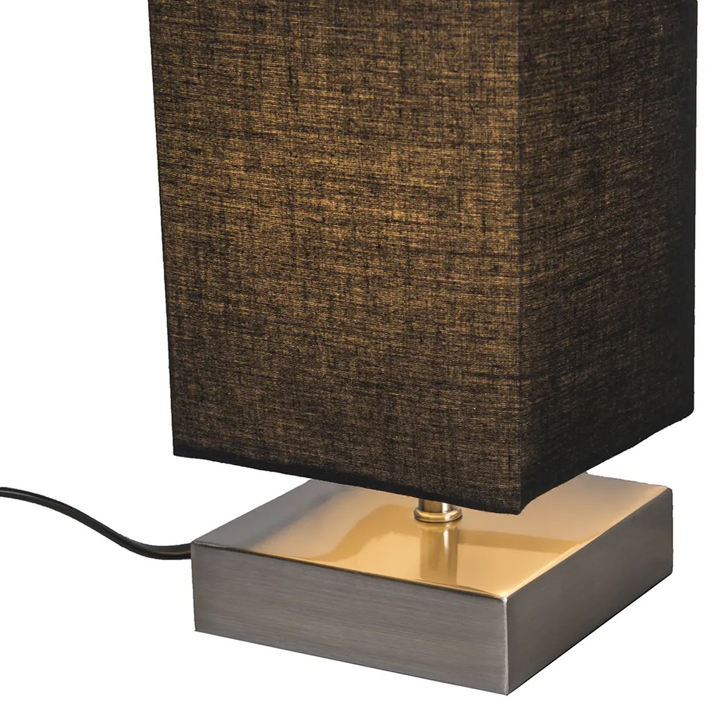 Moderne tafellamp zwart met staal - Milo Design, Industriele / Industrie / Industrial, Modern E14 vierkant Binnenverlichting Lamp