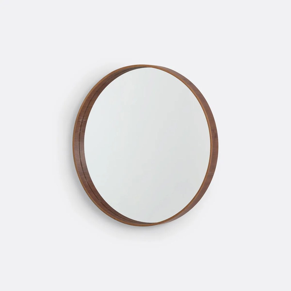 Ronde spiegel met notenhoutfineer Ø60 cm, Alaria
