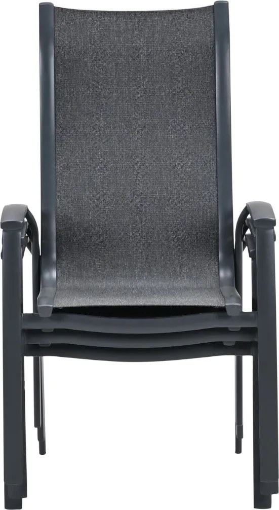 Garden Impressions Hilly tuinstoel stapelbaar donker grijs - 4 stuks