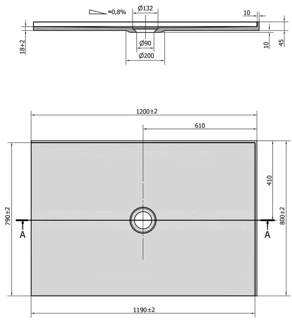 Polysan Mirai rechthoekige douchebak 2 randen rechts 120x80cm wit