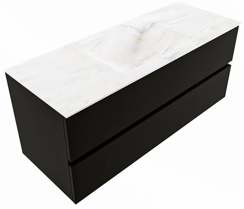 Mondiaz Vica DLux badmeubel 120cm urban 2 lades met wastafel ostra midden zonder kraangat