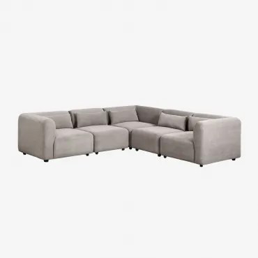 5-delige Modulaire Hoekbank Fogler Corduroy Licht Taupegrijs - Sklum