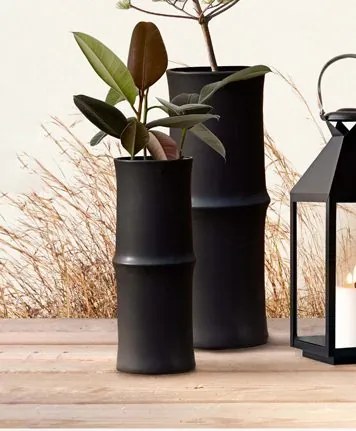 Vaas keramiek – vaas Bamboo, klein – vaas zwart