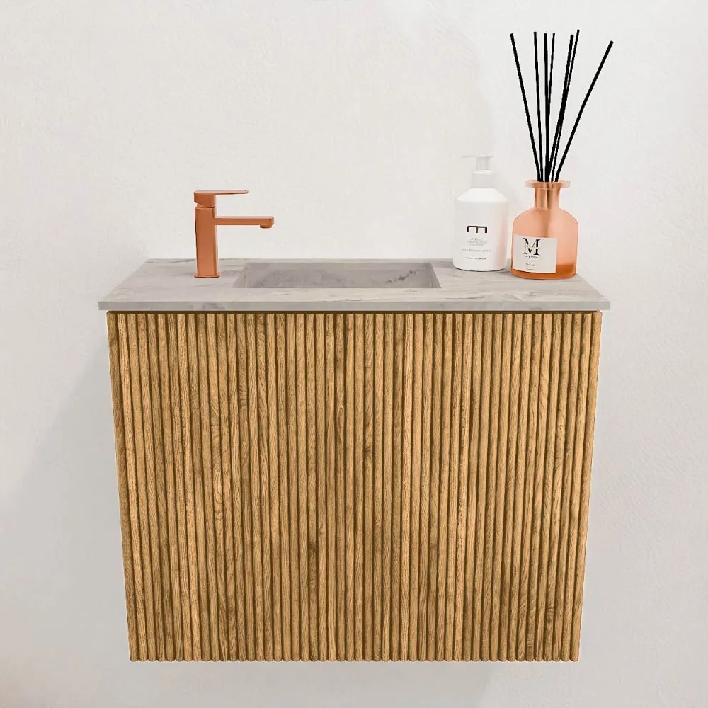 Mondiaz Joya DLux 50cm toiletmeubel oak met wastafel faye links 1 kraangat glace