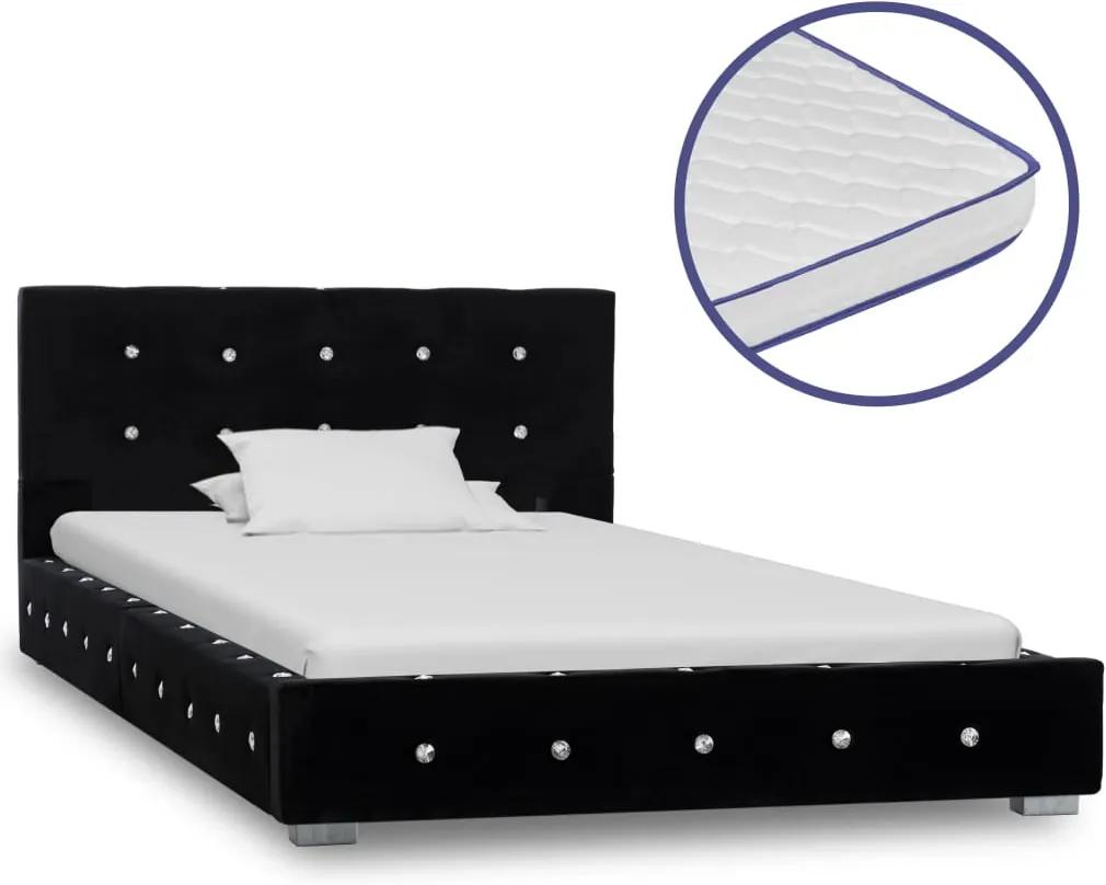 Bed met traagschuim matras fluweel zwart 90x200 cm