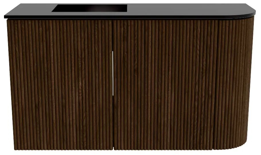 Mondiaz Joya 70cm toiletmeubel ronding rechts walnut met wastafel faye links 1 kraangat urban
