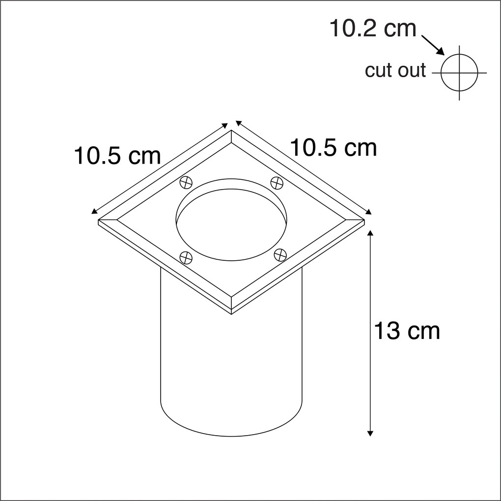 Buitenlamp Grondspot staal 10,5 cm IP65 - Basic Square Modern GU10 IP65 Buitenverlichting vierkant