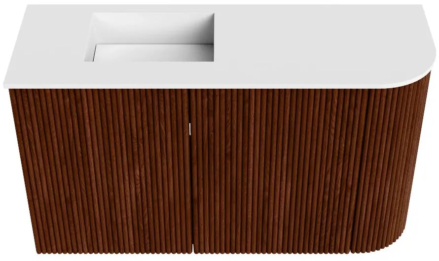 Mondiaz Joya 70cm toiletmeubel ronding rechts ruby met wastafel faye links 1 kraangat talc