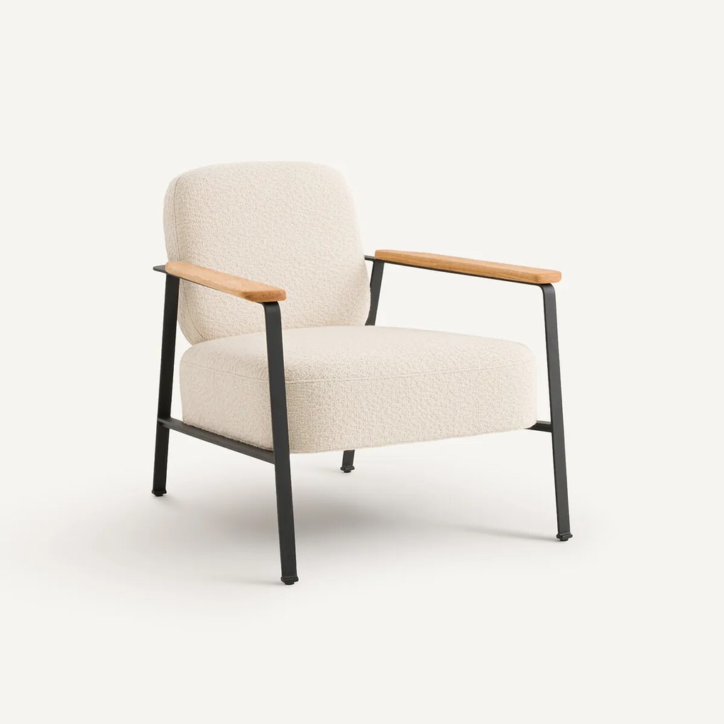 Fauteuil in badstof en metaal, ABRAXAS