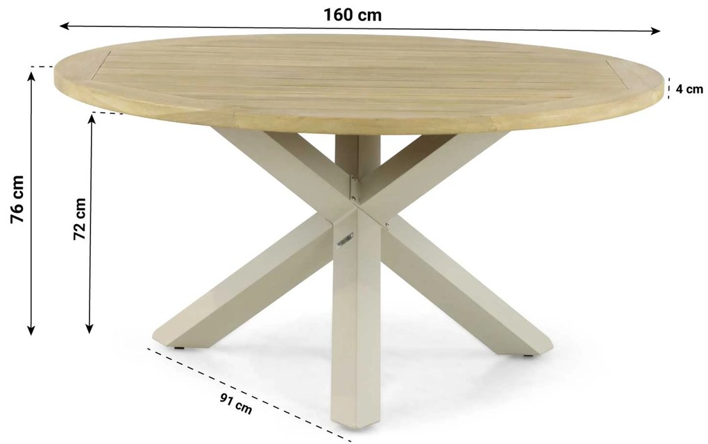 Dining Tuintafel 160 cm Aluminium/teak Taupe Rockville