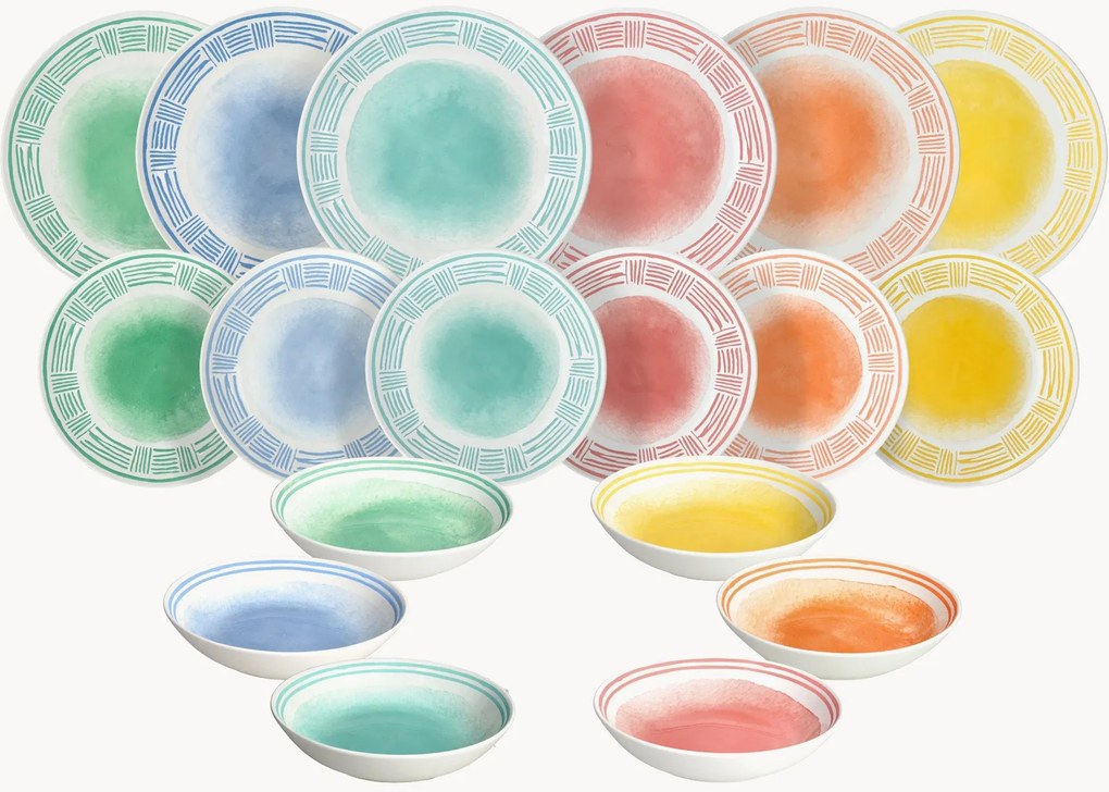 Porseleinen serviesset Madison Sorbetto, 6 personen, 18-delig