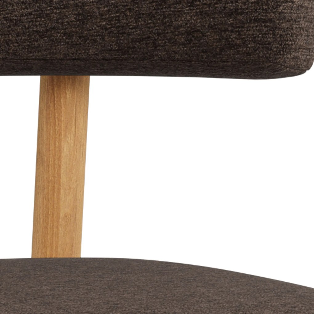 Mazzoni TORAY Bruin (stof Apia 442)/eiken naturel onderstel - GESTOFFEERDE EETKAMERSTOEL VOOR KEUKEN/EETKAMER