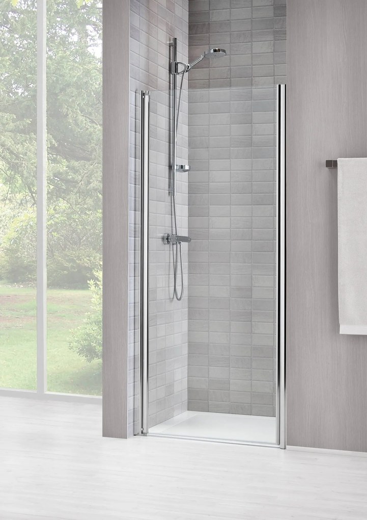 Duka Vela 2000 swingdeur R.draaiend 90(B)x195(H) cm mat zilver helder glas