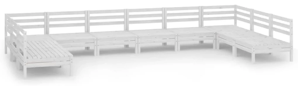 vidaXL 10-delige Loungeset massief grenenhout wit