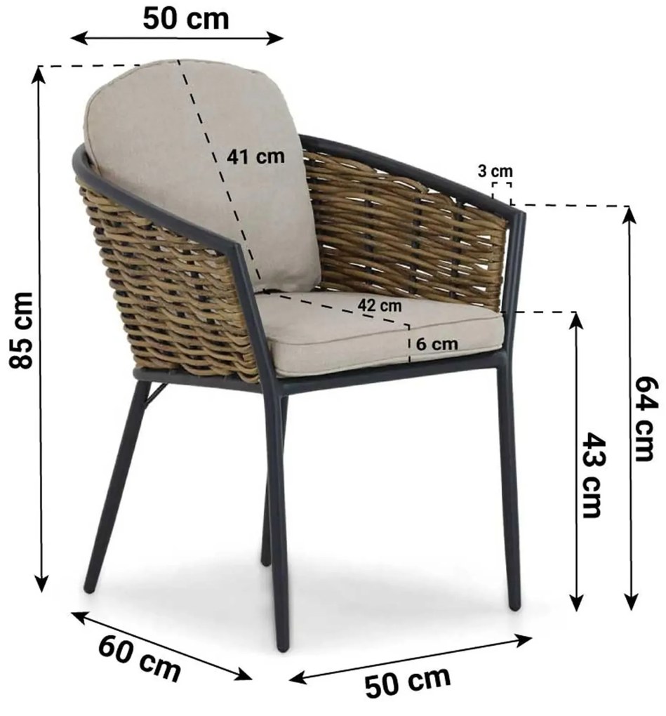 Tuinset Ronde Tuintafel 4 personen 120 cm Aluminium/wicker Grijs  Lifestyle Garden Furniture Nice/Vienna
